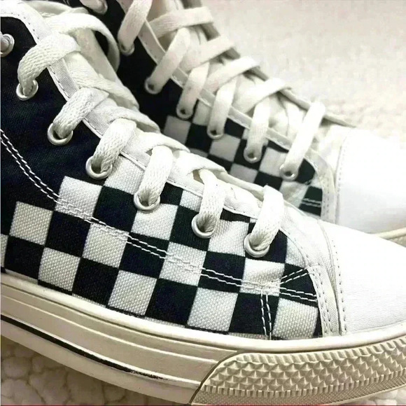 Collins Black/White Checker “Its A Collin’s Thing” Graphic Lace High Top Size 10 - Picture 3 of 14
